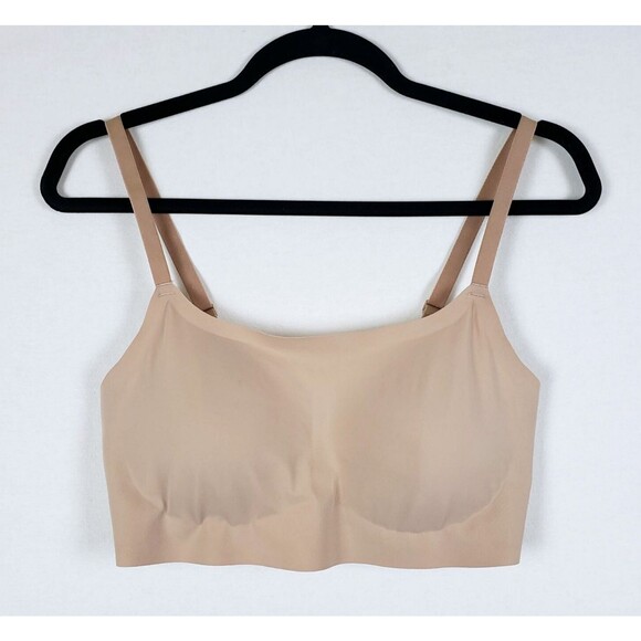 TRUE & CO Womens L Everbody Scoop Bralette Tan Brown Removable Pads Adjustable - Picture 1 of 9